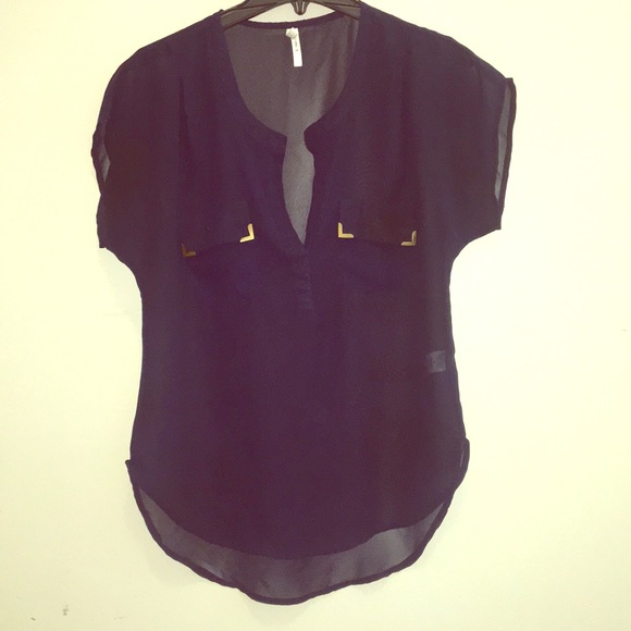 Tops - 💥DONATING WEDNESDAY 💥Sheer Navy Blue Blouse